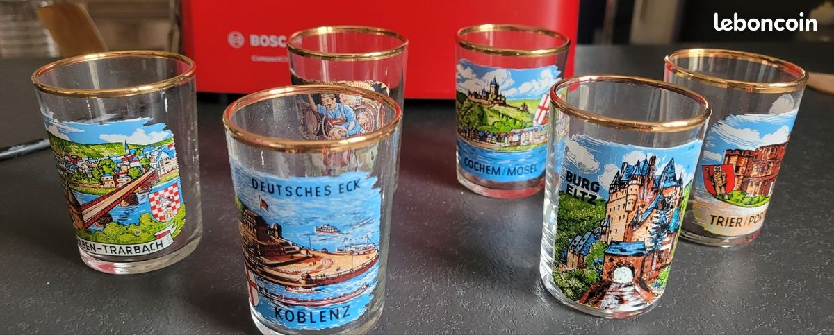 4 Verres à liqueur colorés anciens fait main | eBay