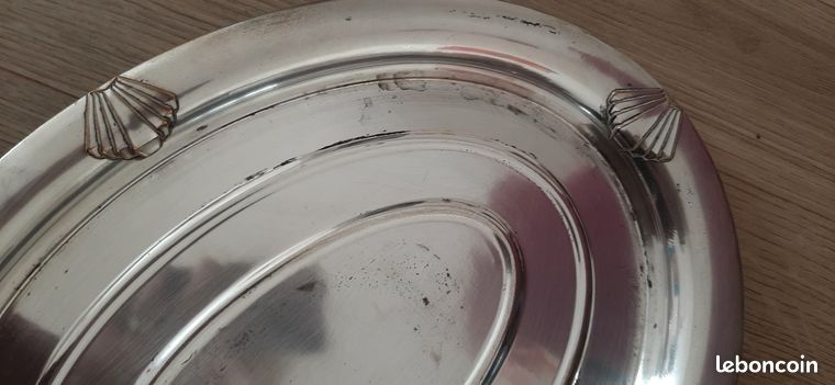 PLATEAU SERVICE À apéritif ou caviar ancien en bois verre et métal