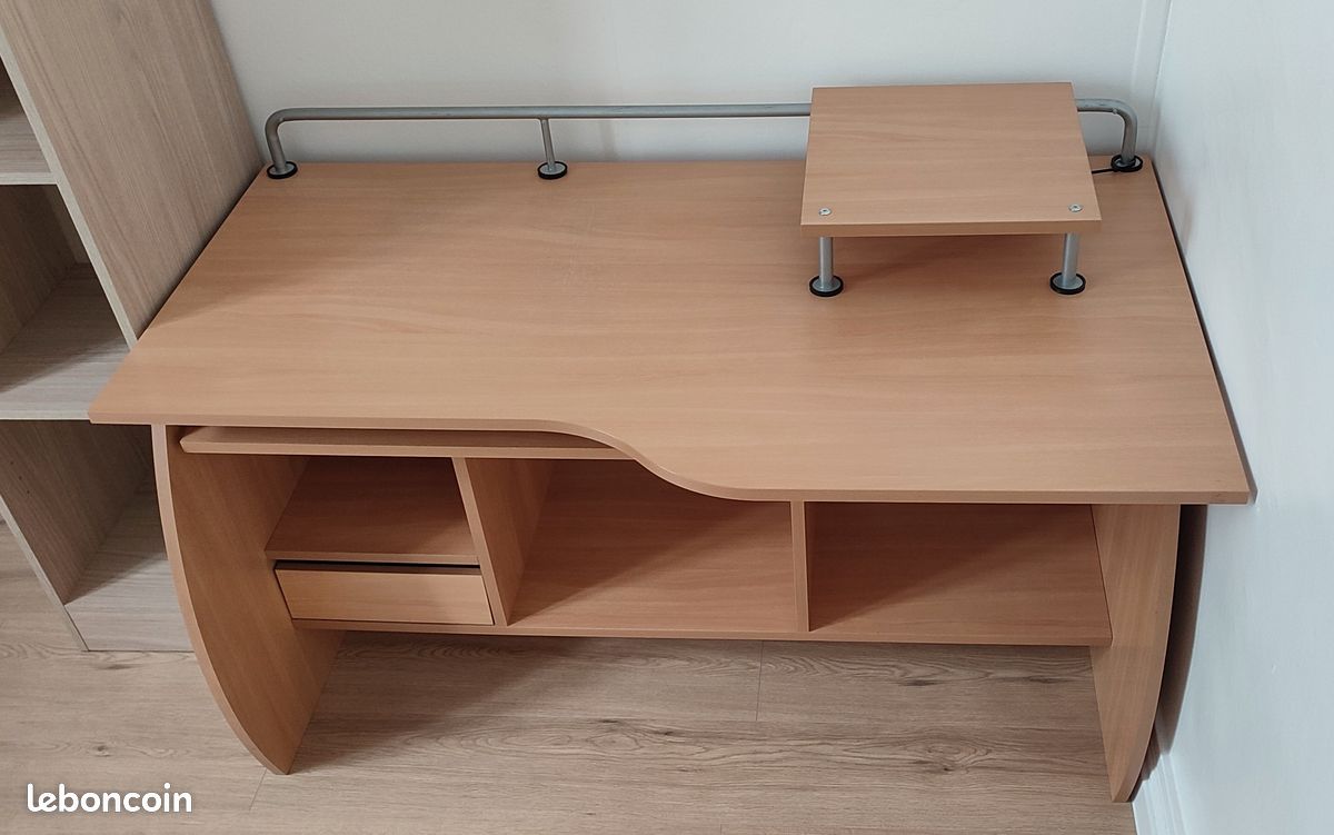 Bureau - meuble informatique aspect hêtre (image 4)