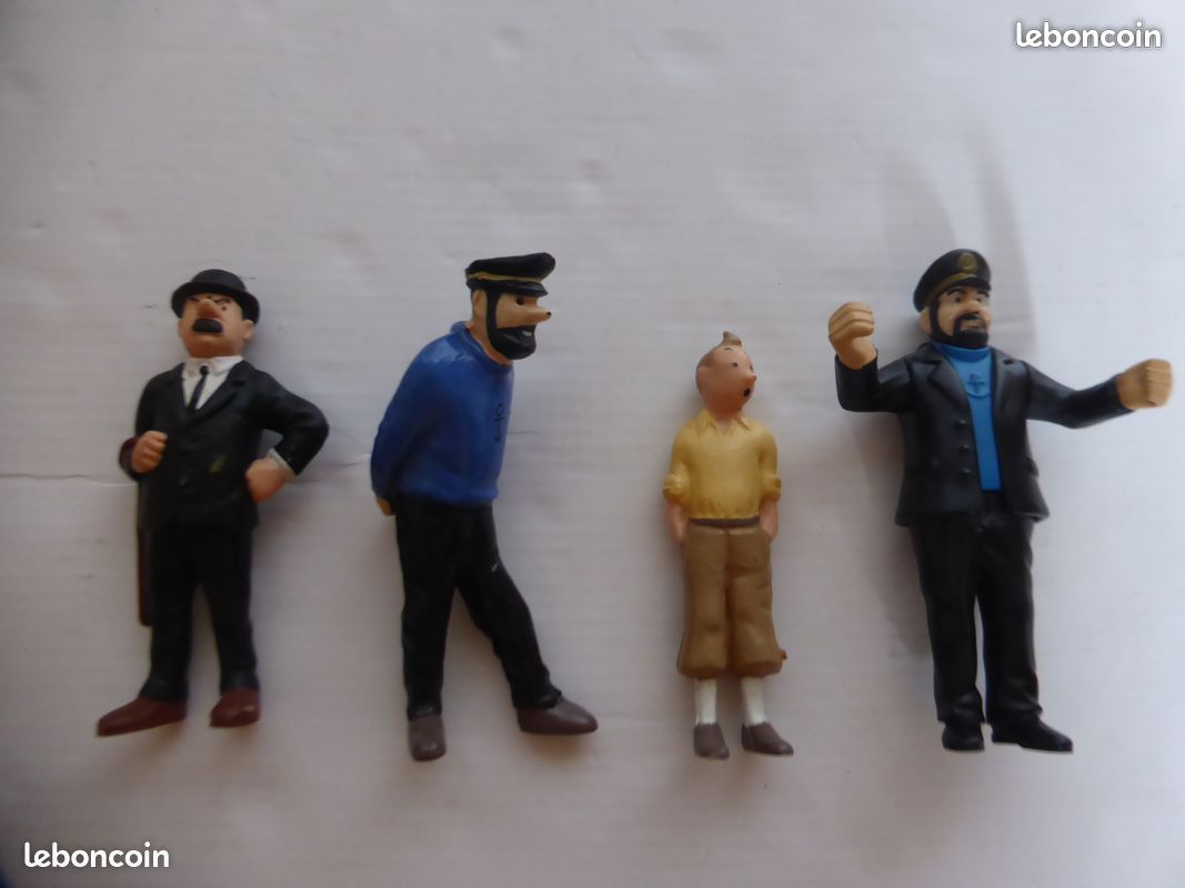 Lot De Figurines Tintin Bully 1975, 1ère Version Sans Pixi, Bon état
