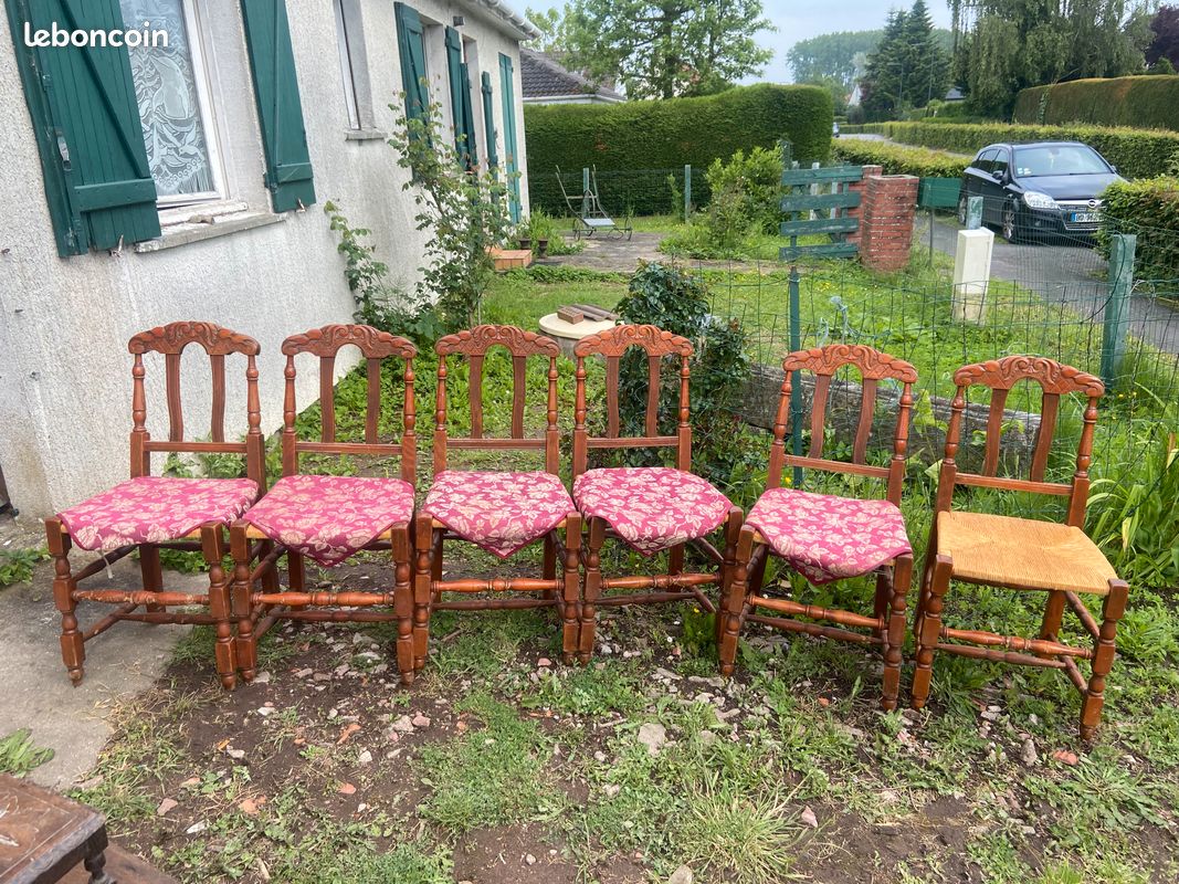 Chaise en bois avec assise empaillé (image 2)