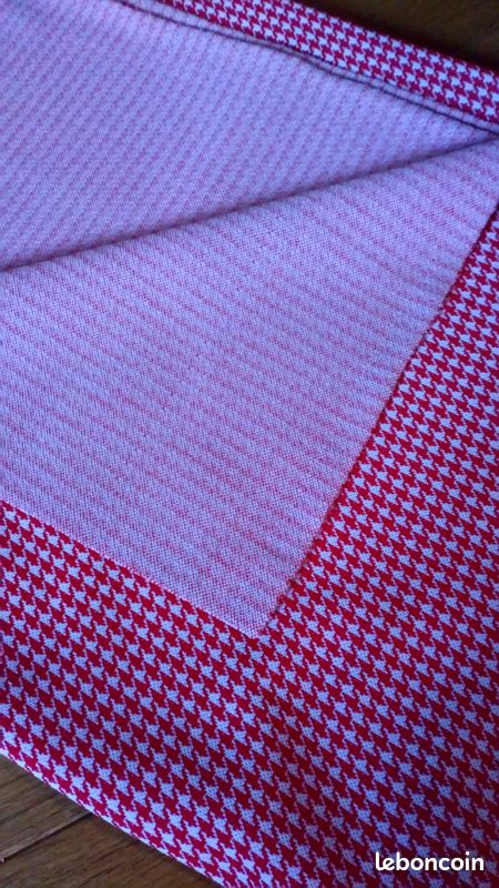 Coupon de tissu - Jersey - pied de poule rouge, rosé et gris clair - 99x156 cm - très agréable à travailler (image 2)