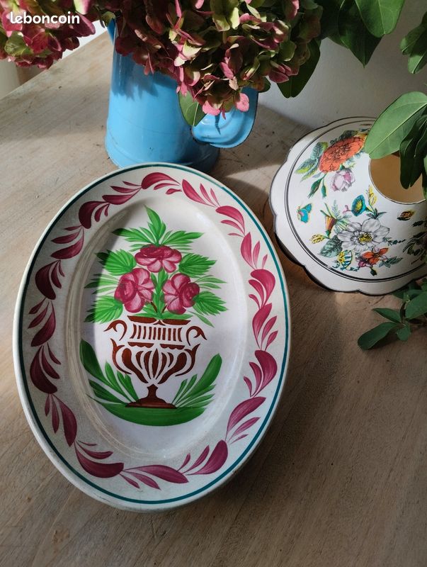 Plat vintage oval de présentation Sarreguemines (image 1)