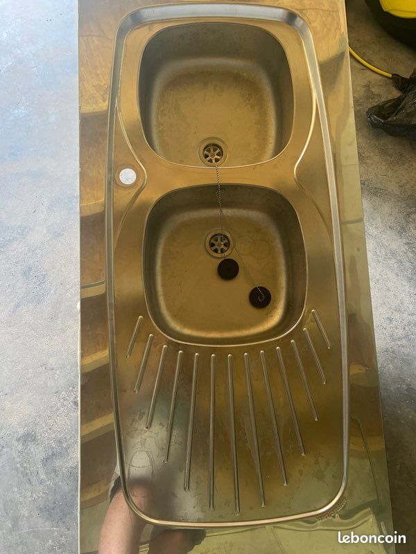 Évier double bac inox neuf (image 1)
