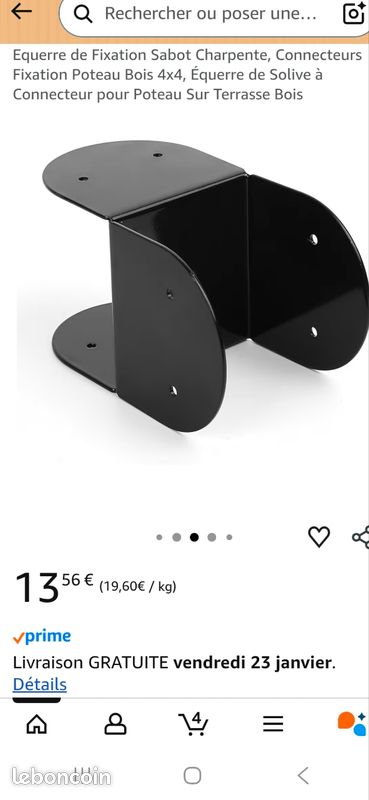 Sabot De Solive/connecteur Bois 4 Mm épaisseur Noir - Support De Poteau En Acier, Marque EMPULA, Neuf