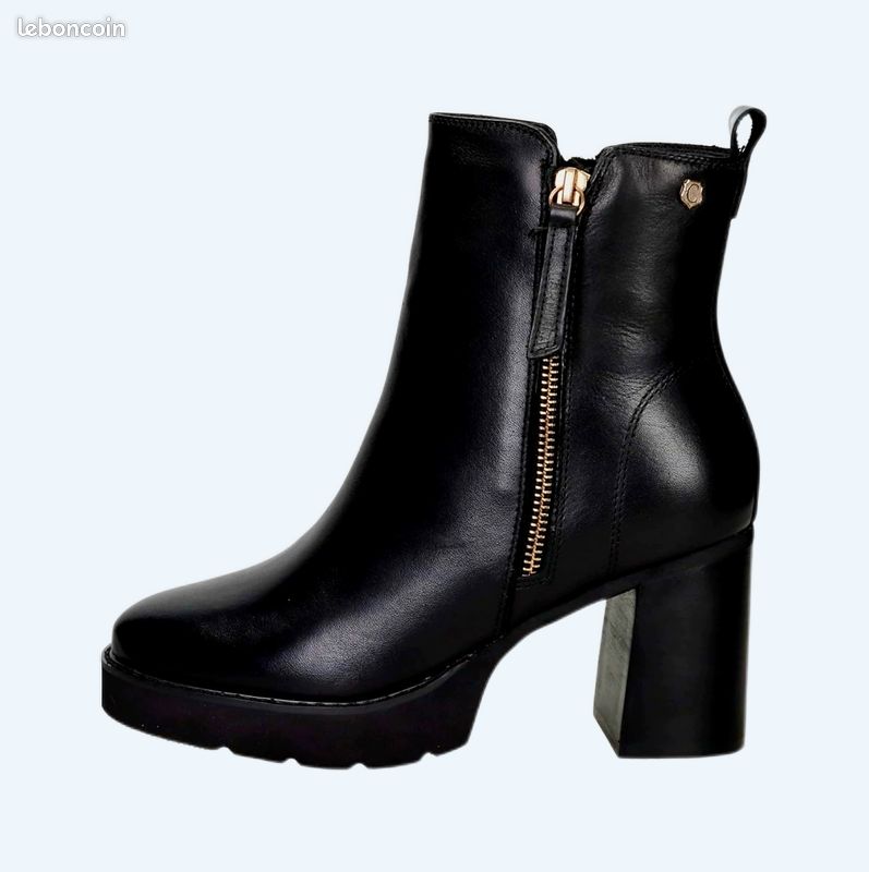Bottine noir en cuir Carmela (image 1)