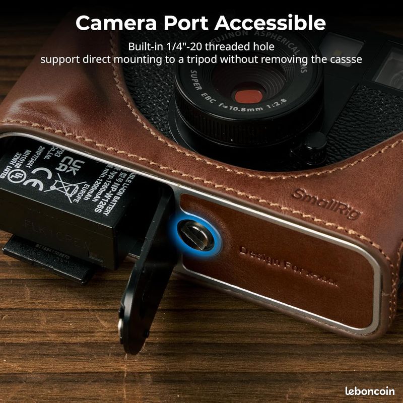 Étui en Cuir pour FUJIFILM X Half, Sac de Transport Rétro à Couverture Intégrale avec Demi-Etui en Cuir, Poche pour Carte Intégrée, Portable avec Bandoulière Tissée (Marron) (image 4)