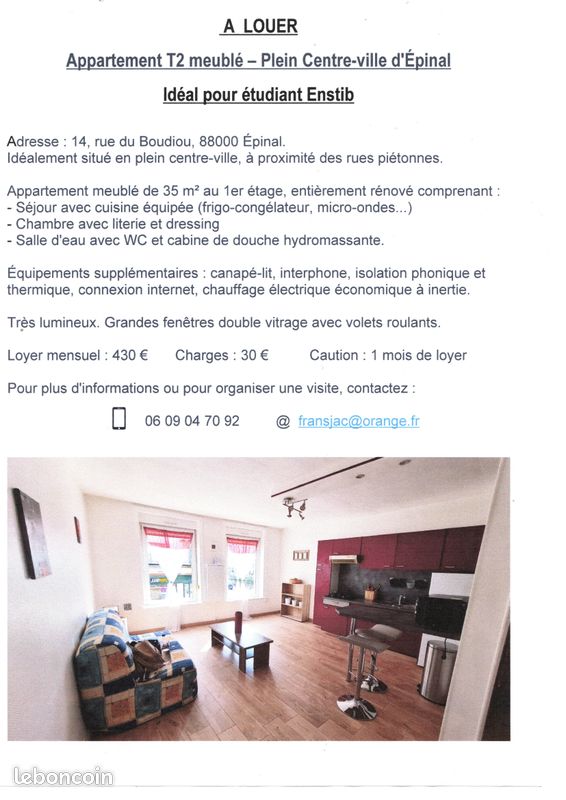 Appartement 2 pièces 35 m² · à Épinal · 35 m² · 460 €
