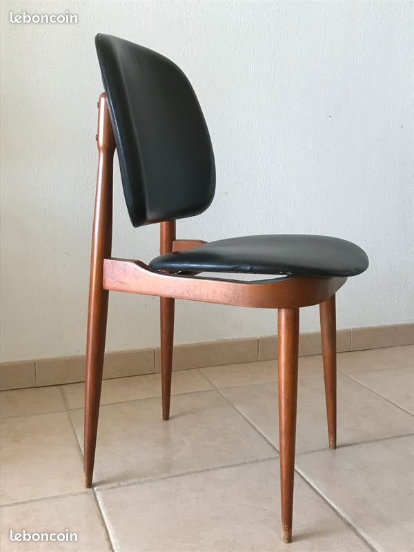2 chaises Bois et Simili Cuir Noir (image 2)