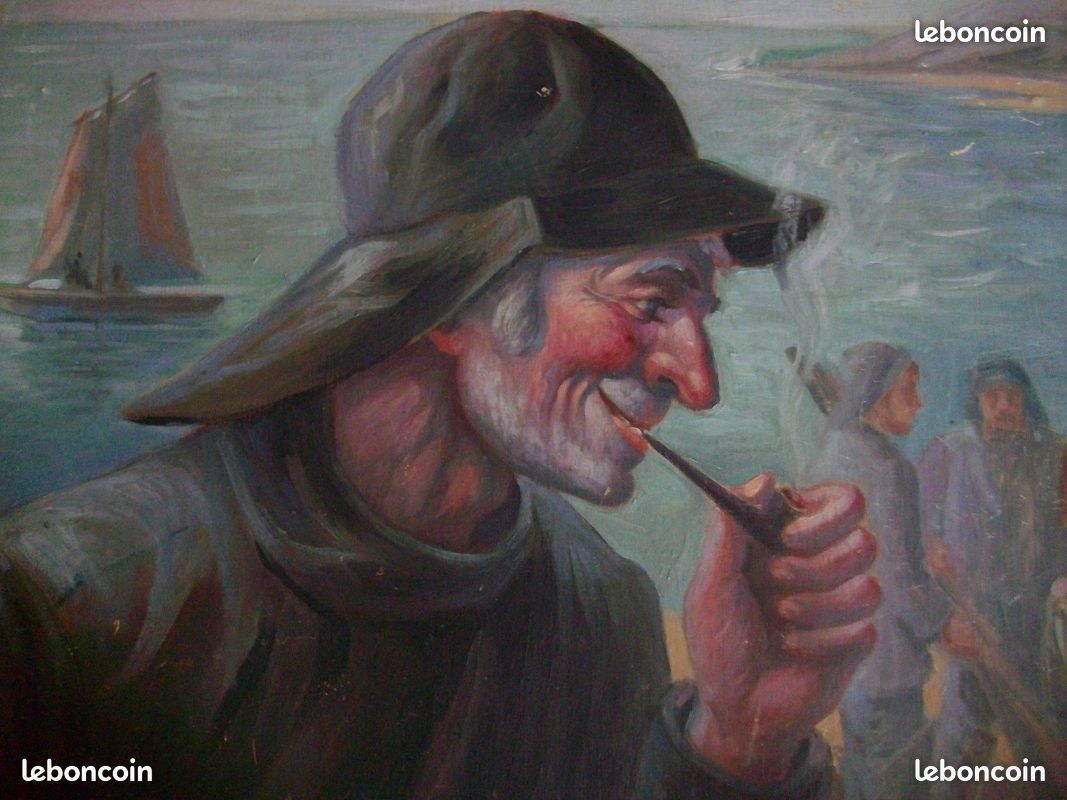 Tableau ancien Pêcheurs bretons M Durupt (image 1)
