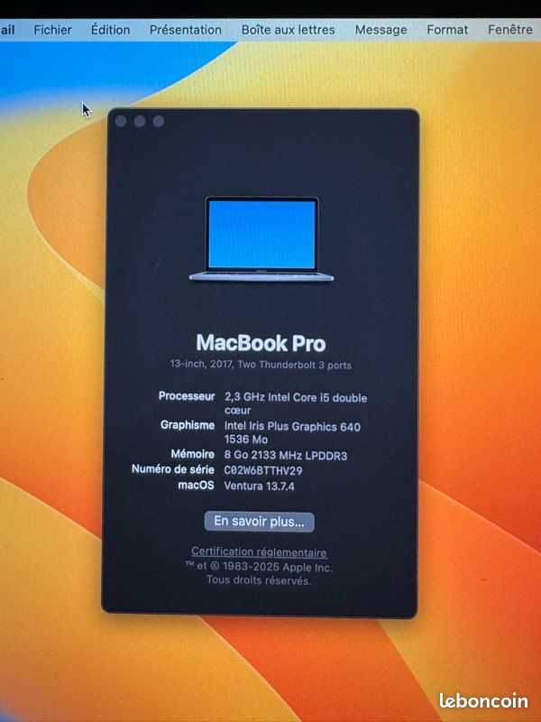 Mac Book pro mi-2018 13 pouces (image 2)