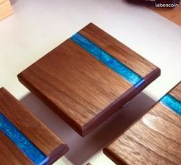 Dessous de verres bois/époxy (image 1)