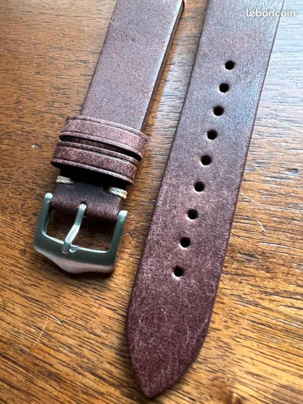 Bracelet De Montre En Cuir Vachette Marron Vieilli - Dégagement Rapide, Taille M - Watchband Berlin Neuf
