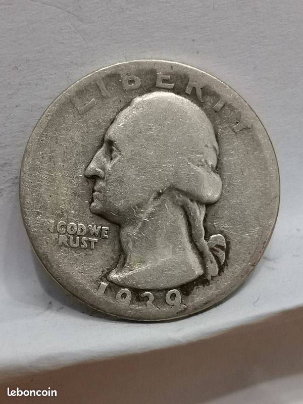 Washington quarter dollar argent 1939 d denver usa / silver 1/4 dollar (image 1)