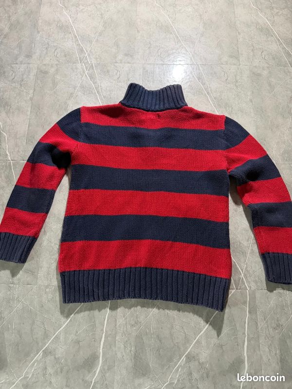 Pull col roulé polo ralph lauren, rayé rouge marine grosse maille, taille 7 ans enfant #MPERL1 (image 5)