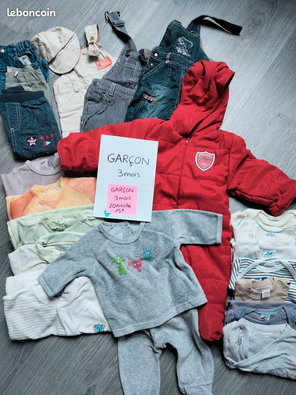 Lot 20 articles vêtements Garçon 3 mois (image 1)
