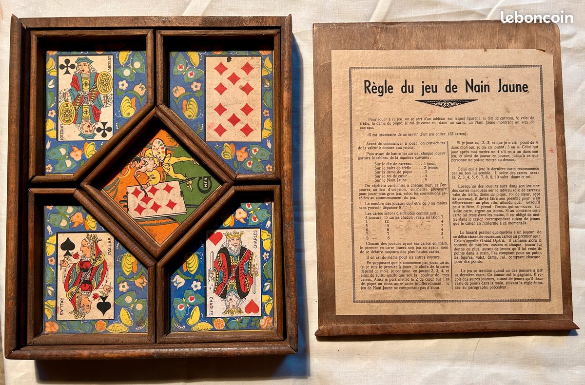ANCIEN JEU DE société Nain Jaune Pions en Os Complet EUR 34,00 - FR