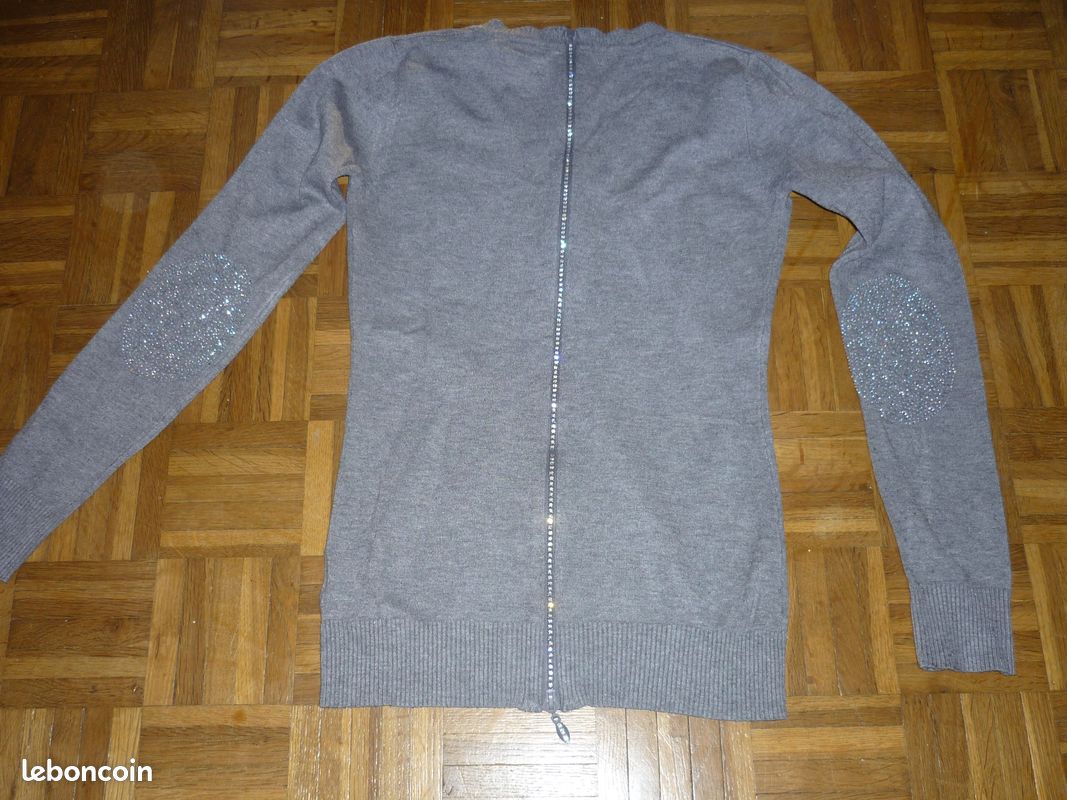 Pull gris à fermeture brillants -p (image 2)