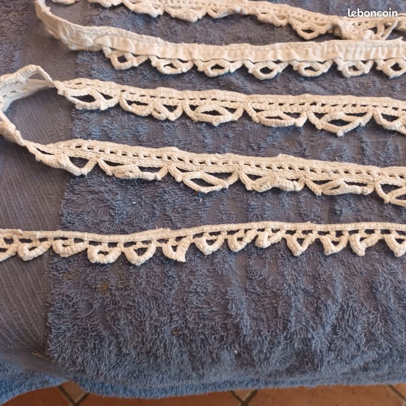 Dentelle Ancienne En Coton écru - Motif Floral, Style Fleuri - Pour Couture Ou Ameublement Vintage