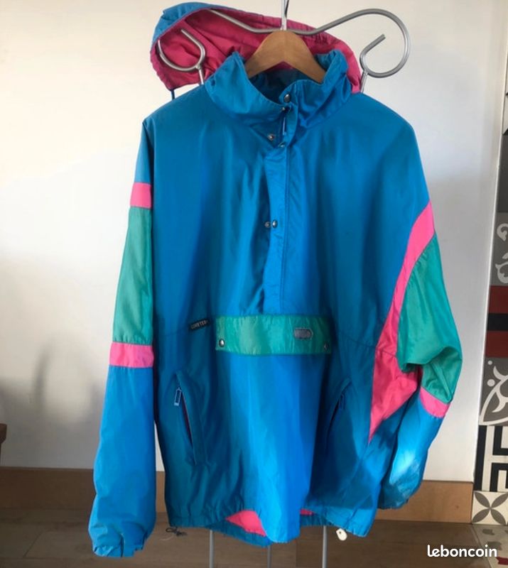 Veste D'hiver Homme Vintage LL Bean Gore-Tex Avec Capuche Années 80 - Couleur Vert Bleu, Taille XXL, Style Rétro
