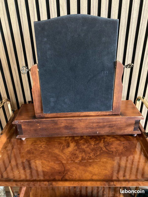 Psyché vintage de table en ronce de noyer et marqueterie (image 8)