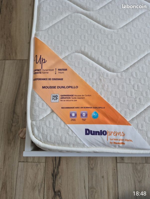 Lit COMPLET Verbaudet blanc pieds bois 190*90 (image 3)