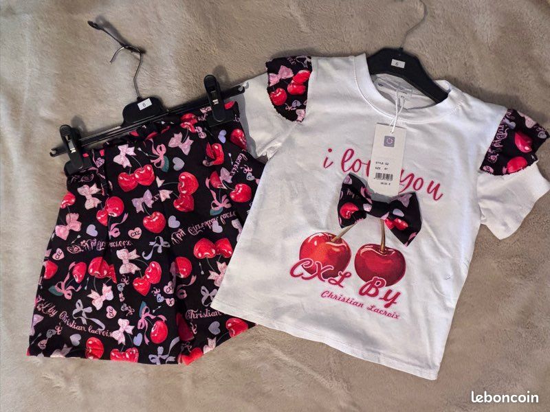 Ensemble Rose T-shirt Et Short Fille - Taille 4 Ans - Coton Mélangé - Neuf Avec Étiquettes