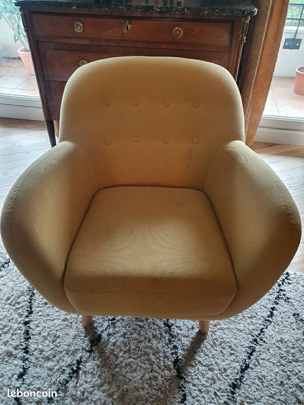 Fauteuil scandinave BUT jaune (image 2)