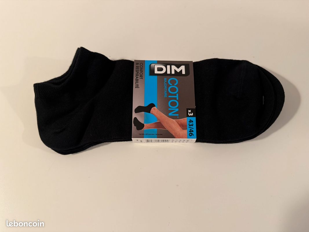Lot de 3 paires de socquettes invisibles noires Homme taille 43/46 - neuves (image 1)