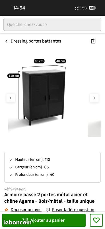 Armoire basse métal plateau chêne (image 3)