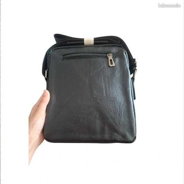 Sac À Main Pour Homme En Cuir Véritable Avec Bandoulière Noir, Noir