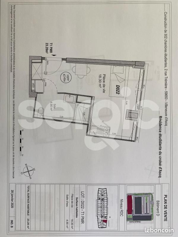 Appartement 1 pièce 24 m² · à Villeneuve-d'Ascq · 24 m² · 421 €/mois