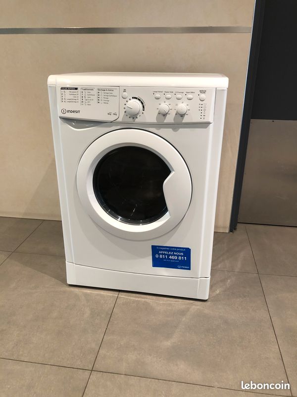 Lave-linge Séchant Indesit IWDC 6125 – Blanc, Classe E, Cause Double Emploi (occasion)