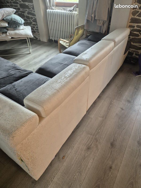 Canapé angle convertible gris / blanc (image 3)