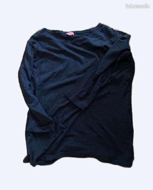Teeshirt Cyrillus manches 3/4 noir T4 (image 1)