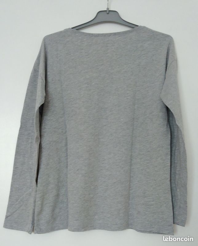 T-shirt gris manches longues S (image 2)