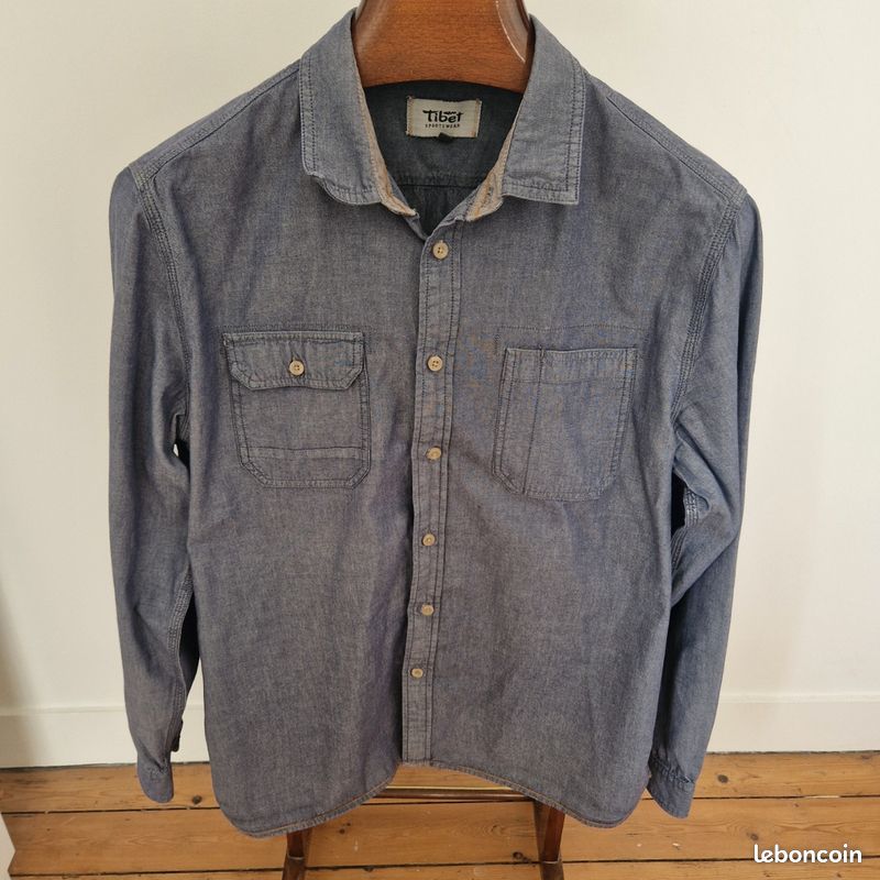 Chemise homme XXL en jean Tibet 100% coton (image 2)