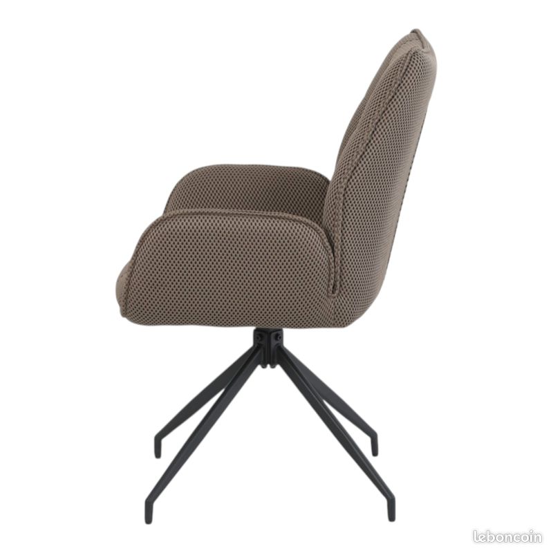 ⭐ 2 chaises pivotantes CARILO Tissu 3D Marron Pieds Métal - NEUF ⭐ Livraison France Entière (image 4)