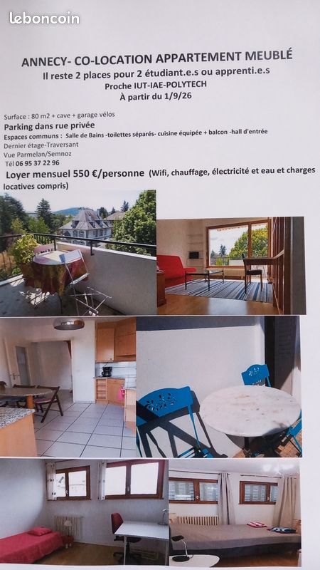 Appartement 3 pièces 80 m² · à Annecy · 80 m² · 550 €/mois