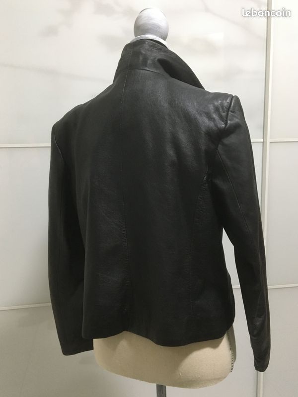 Blouson Spencer Femme 46 Cuir Noir Vêtements