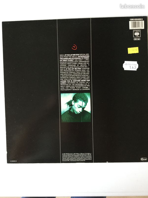 Vinyle Maxi single 45 tours, Terence Trent D'Arby, If you let me stay (image 2)