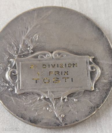 Médaille - Thème Sport - bronze argenté - 42mm - inscription sur la