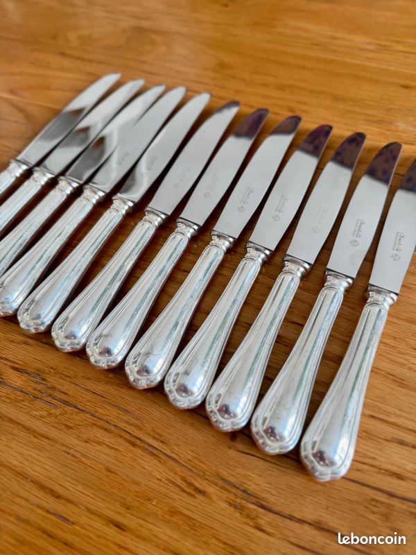 Lot De 12 Couteaux à Poisson Christofle – Métal Argenté – Modèle Spatours 4 – Parfait état