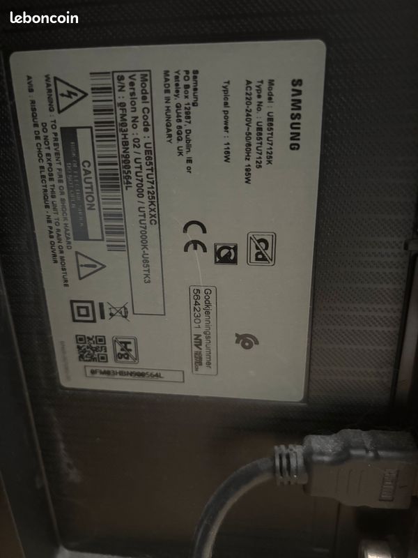 TV SAMSUNG UE65TU7125 163 cm (image 1)