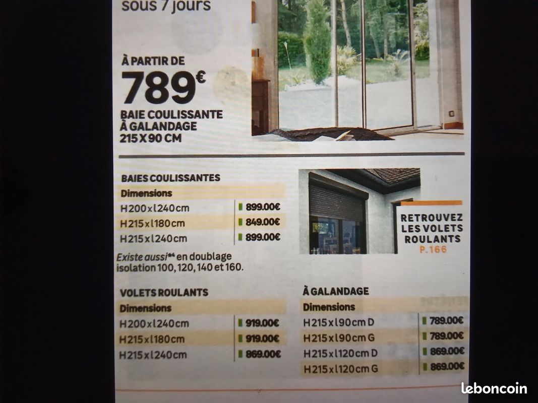 Baie coulissante aluminium avec volet roulant le tout neuf au prix de 480euros (image 1)
