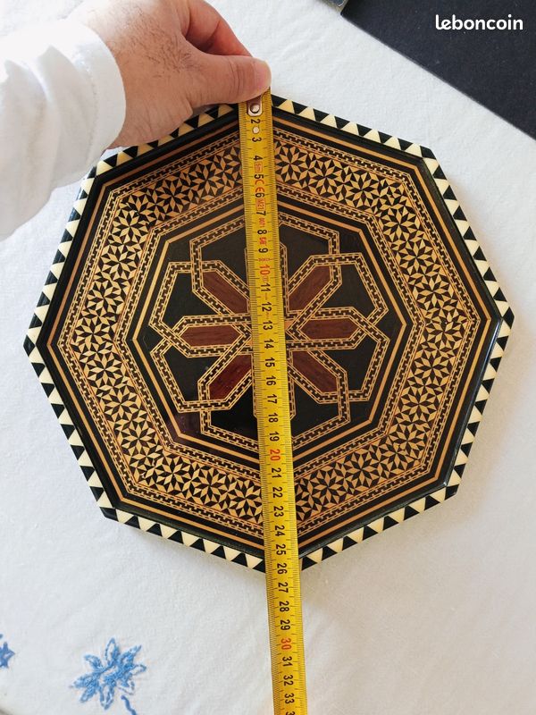 Plateau marqueterie orientale fait main – style Damas Syrie – décor géométrique artisanal – pièce décorative (image 9)