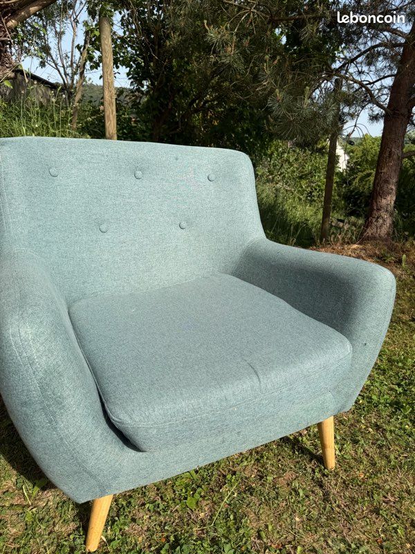 Fauteuil scandinave bleu clair – très bon état (image 3)