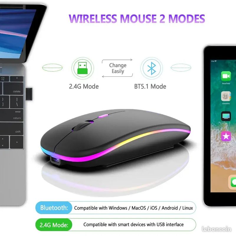 Souris Sans Fil Bluetooth Ergonomique Urban Factory Ergo Pro RGB Pour Gaucher Noir Souris Sans Fil Bluetooth Ergonomique Urban Factory Ergo Pro RGB Pour Gaucher Noir