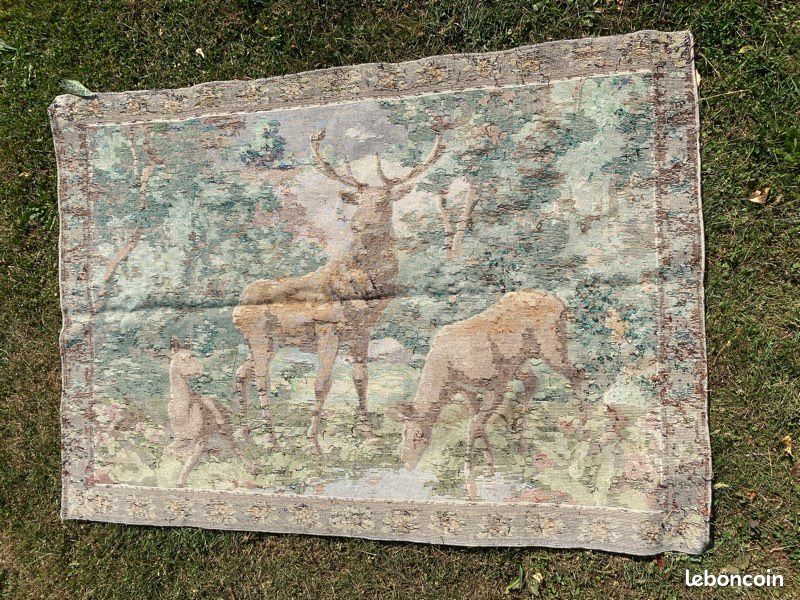 Tapisserie Murale Vintage Turque - Velours Motif élan - 55x38 Cm - Déco Cabane/lodge
