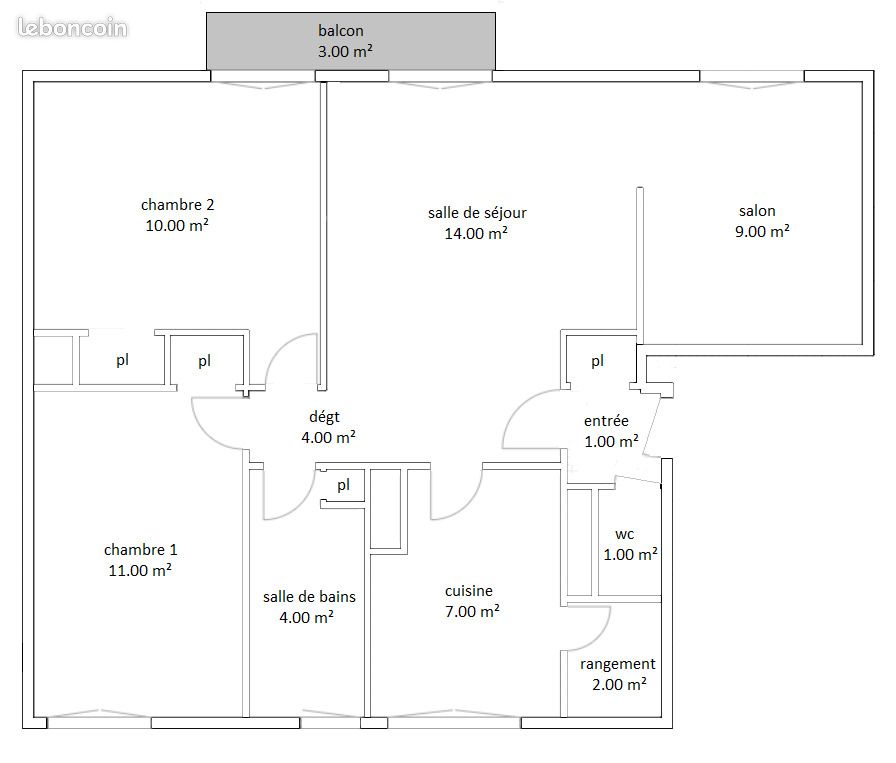 Appartement 4 pièces 63 m² · à Signy-l'Abbaye · 63 m² · 452 €/mois